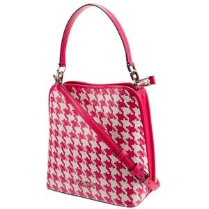 KATE SPADE
New York "Darcy" PINK WOVEN
HOUNDSTOOTH SMALL BUCKET BAG